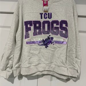 QUEEN OF SPARKLES Gray and Purple Sweatshirt